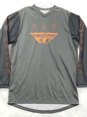 Fly Racing Jersey Shirt Mens Medium Gray Black Enduro Motorcycle Dirt Bike *flaw